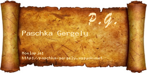 Paschka Gergely névjegykártya